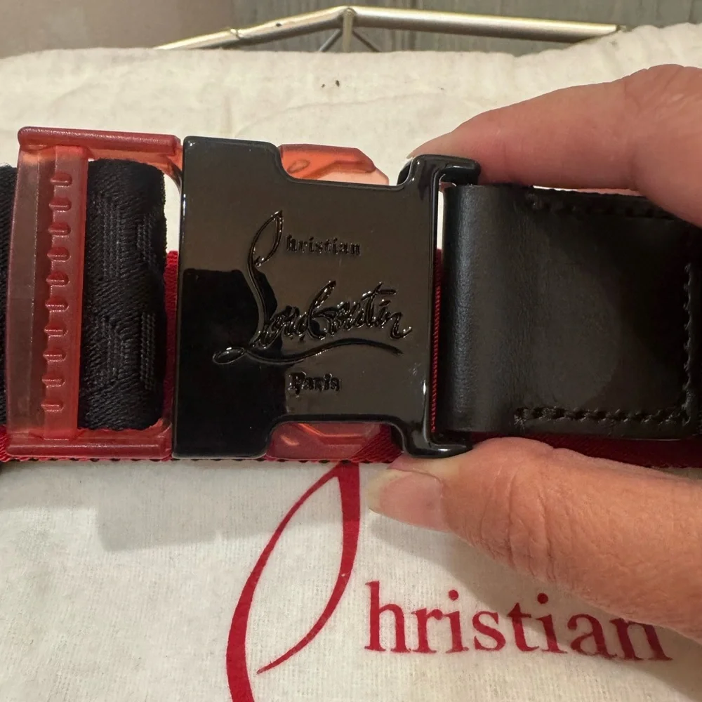 Christian Louboutin Nylon Belt Black Red With Bag